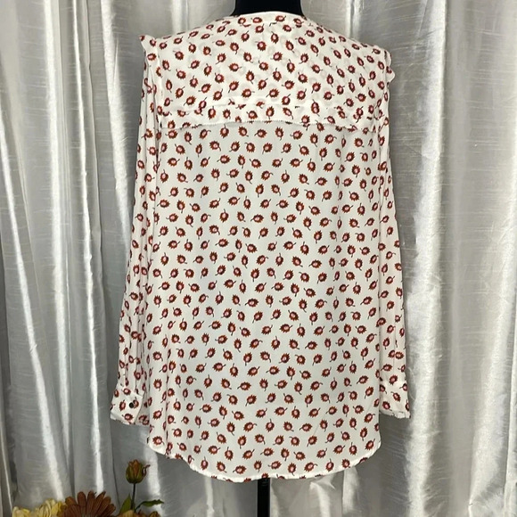 Liz Claiborne Career Women’s Large Button Down Long Sleeve Leaf Print Blouse - Picture 4 of 9